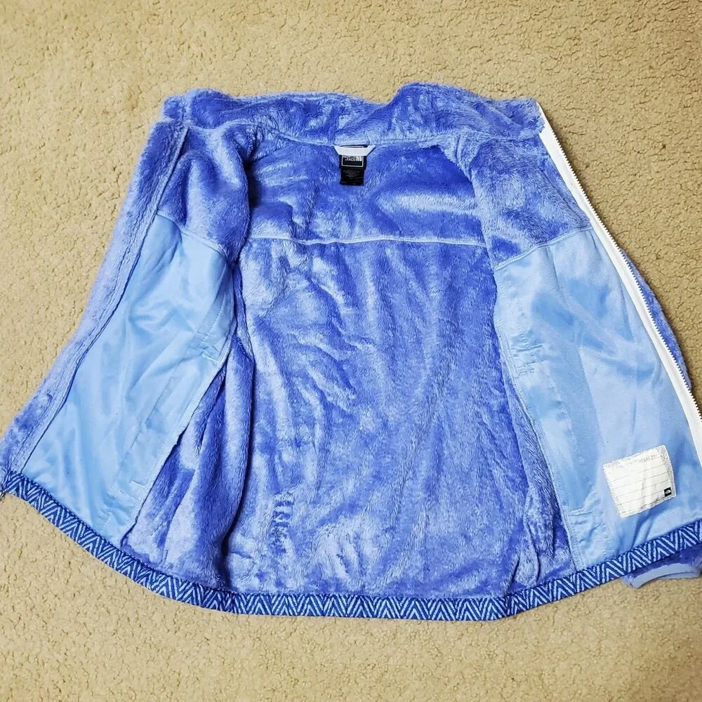 The North Face Girls L 14/16 Denali Fuzzy Jacket With Herringbone Blue